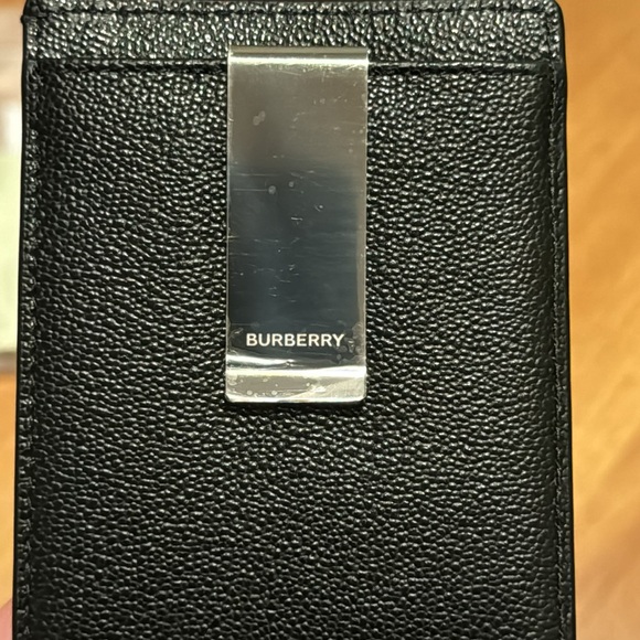 NWT Burberry Black Leather Money Clip Cardholder - Picture 3 of 6